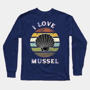 I Love Mussel - Vintage Retro Long Sleeve T-Shirt